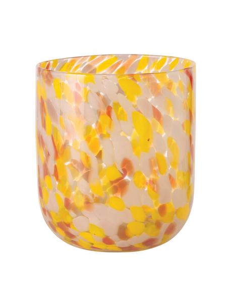 Glazen orkaan Lulea met stippenpatroon, Glas, Geel, bruintinten, Ø 15 x H 17 cm
