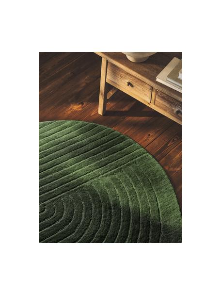 Alfombra artesanal de lana Mason, 100% lana con certificado RWS
 
Las fibras pueden desprenderse de las alfombras de lana en las primeras semanas de uso, pero esto se reduce con el uso diario y se reduce la formación de pelusas., Verde oscuro, Ø 200 cm (Tamaño L)