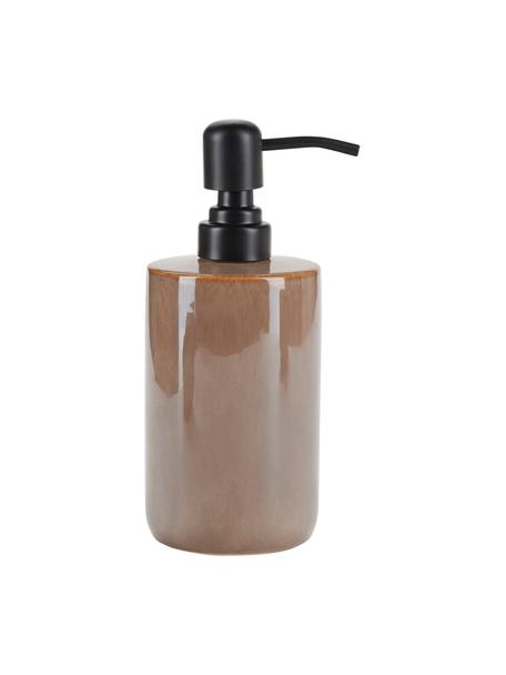 Dispenser sapone in ceramica marrone Tin, Contenitore: ceramica, Marrone, nero, Ø 8 x Alt. 13 cm