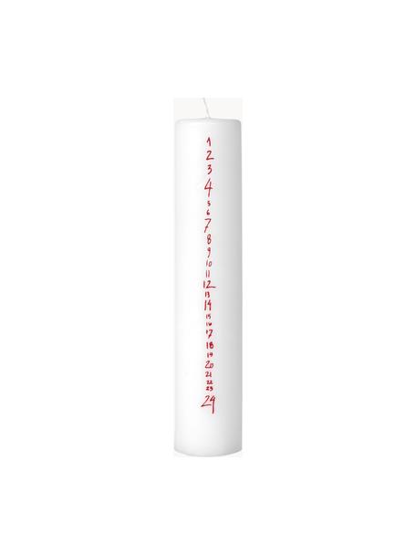 Ručně vyrobená adventní svíčka Rustic, Parafín, Bílá, červená, Ø 5 cm, V 25 cm