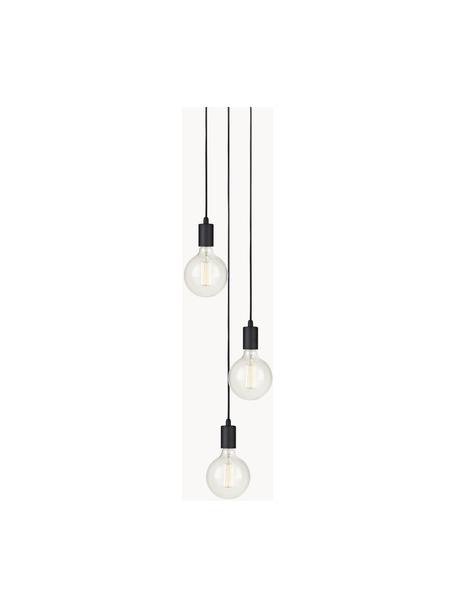 Petite suspension 3 lampes ampoule nue Sky, Noir, Ø 25 cm