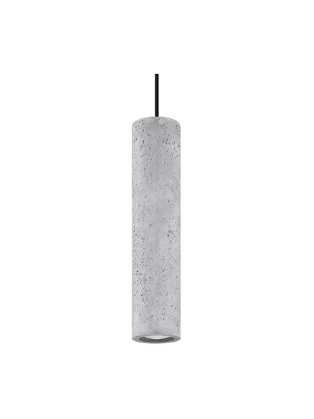 Lámpara de techo pequeña de cemento Fadre, Pantalla: cemento, Anclaje: acero recubierto, Cable: plástico, Gris, negro, Ø 7 x Al 30 cm