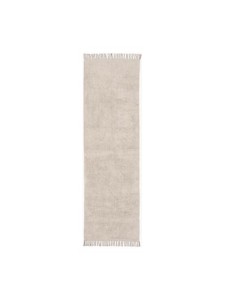 Alfombra corredor artesanal con flecos Daya, Beige claro, An 80 x L 250 cm