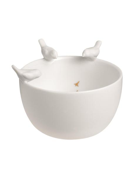Petit coupe décorative Vögel Ø 8 cm, Porcelaine, Blanc, couleur dorée, Ø 8 x haut. 4 cm