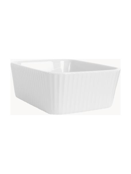 Ovenschalen Flora met geribbeld oppervlak, 2 stuks, Keramiek, Wit, B 13 x H 5 cm