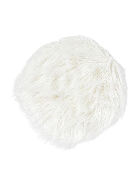 Cojín para silla redondo de pelo sintético Morten, Parte delantera: 67% acrilico, 33% poliést, Parte trasera: 100% poliéster, Blanco crema, Ø 37 cm