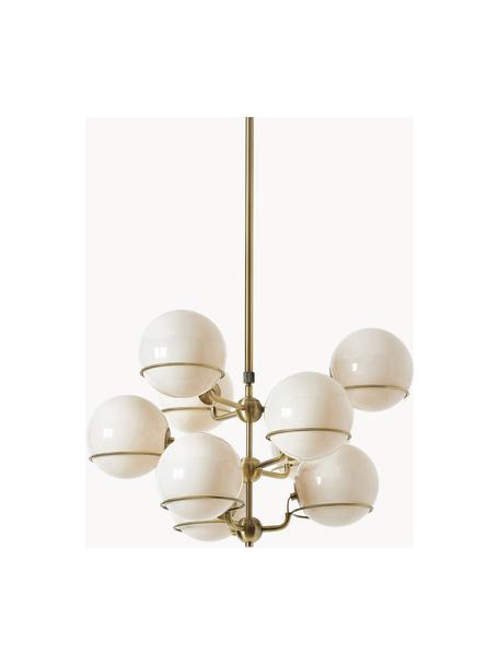 Grande suspension en verre Carey, Blanc crème, doré, Ø 61 x haut. 95 cm