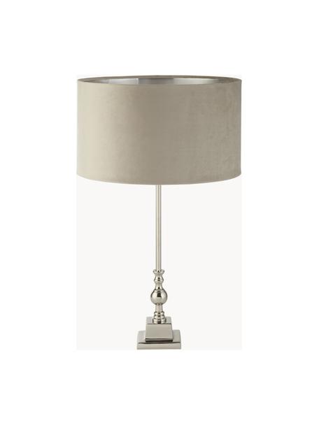 Samt-Tischlampe Whitby, Lampenschirm: Samt (100 % Polyester), Lampenschirm: Stahl, beschichtet, Beige, Silberfarben, Ø 39 x H 52 cm