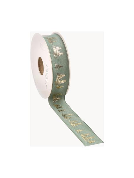 Geschenkband Fir, Polyester, Salbeigrün, Goldfarben, B 3 x L 1500 cm