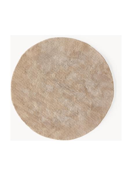 Pluizig rond hoogpolig vloerkleed Leighton, Microvezels (100% polyester, GRS-gecertificeerd), Nougat, Ø 250 cm (maat XL)