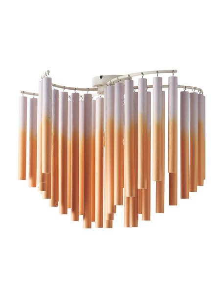 Design plafondlamp Coralie, Lampenkap: 100% essenhout, Roze, oranje, Ø 12 x H 45 cm
