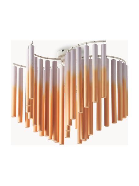 Tafellamp Desto, Lampenkap: 100% essenhout, Oranje, lavendel, Ø 12 x H 45 cm