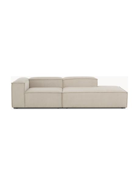 Modulare Ottomane Lennon aus Cord, Bezug: Cord (92 % Polyester, 8 %, Gestell: Massives Kiefernholz FSC-, Füße: Kunststoff, Cord Hellbeige, B 269 x T 119 cm, Rückenlehne links