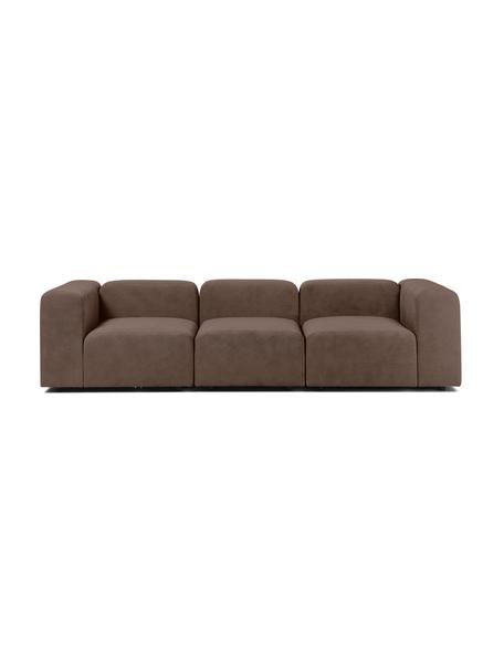 Modulares Sofa Lena (4-Sitzer) in Dunkelbraun, Bezug: Webstoff (88% Polyester, , Gestell: Kiefernholz, Schichtholz,, Webstoff Dunkelbraun, B 284 cm x T 106 cm