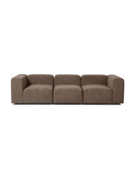 Divano componibile 4 posti Lena, Rivestimento: tessuto (88% poliestere, , Struttura: legno di pino, legno lami, Piedini: plastica, Tessuto marrone scuro, Larg. 284 x Prof. 106 cm