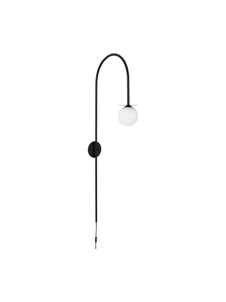 Wandleuchte Milo aus Opalglas, Lampenschirm: Opalglas, Schwarz, B 10 x T 32 cm