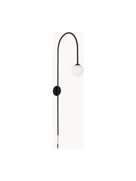Nástenná lampa z opálového skla Milo, Čierna, Š 10 x H 32 cm