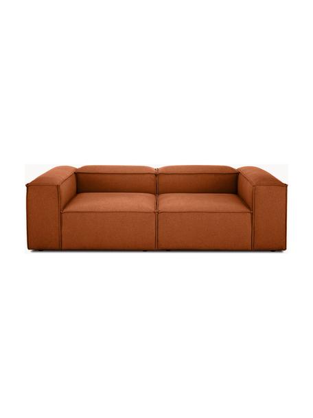 Modulaire bank Lennon (3-zits), Bekleding: polyester De slijtvaste b, Frame: massief grenenhout, FSC-g, Poten: kunststof, Geweven stof terracottakleurig, B 238 x D 119 cm