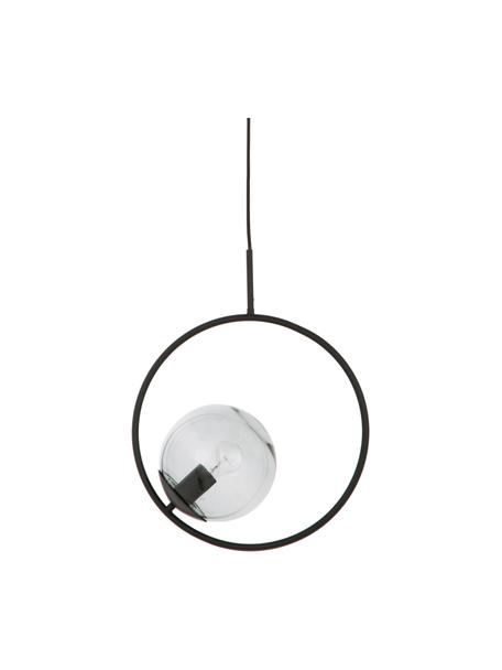Závesná lampa z dymového skla Chloe, Sivá, čierna, Š 40 x V 51 cm