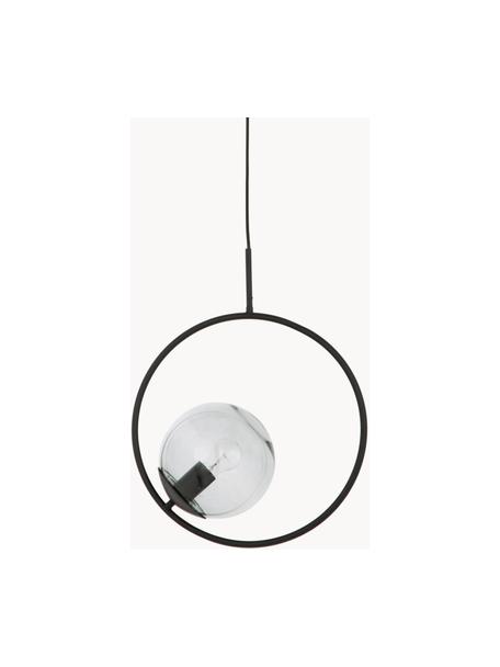Lámpara de techo de vidrio Chloe, Pantalla: vidrio ahumado, Estructura: metal con pintura en polv, Anclaje: metal con pintura en polv, Cable: cubierto en tela, Gris, negro, An 40 x Al 51 cm