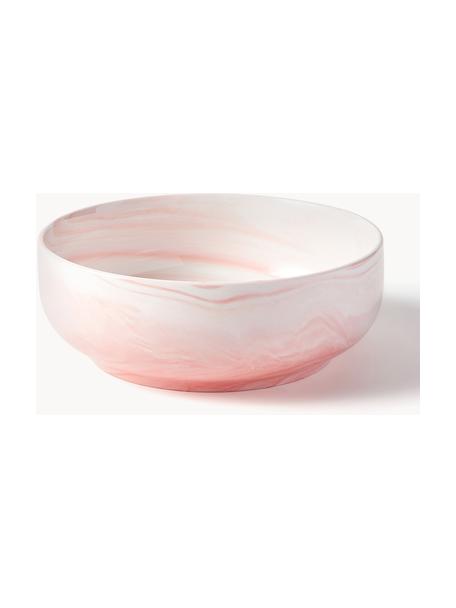 Deko-Schale Livana in Marmoroptik, Porzellan, Weiß, Altrosa, Ø 25 x H 9 cm