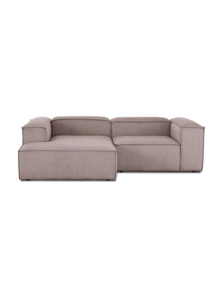Divano angolare componibile in velluto a coste Lennon, Rivestimento: velluto a coste (92% poli, Struttura: legno di pino massiccio, , Piedini: plastica, Velluto a coste marrone, Larg. 238 x Prof. 180 cm, chaise-longue a sinistra