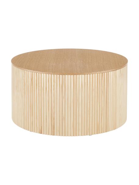 Tavolino da salotto rotondo con contenitore Nele, Pannello di fibra a media densità (MDF) con finitura in legno di frassino, Legno, Ø 70 cm