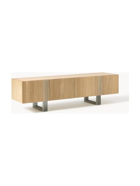 Houten dressoir Ross met deuren, Poten: metaal, Eikenhout, licht gelakt, B 180 x H 50 cm