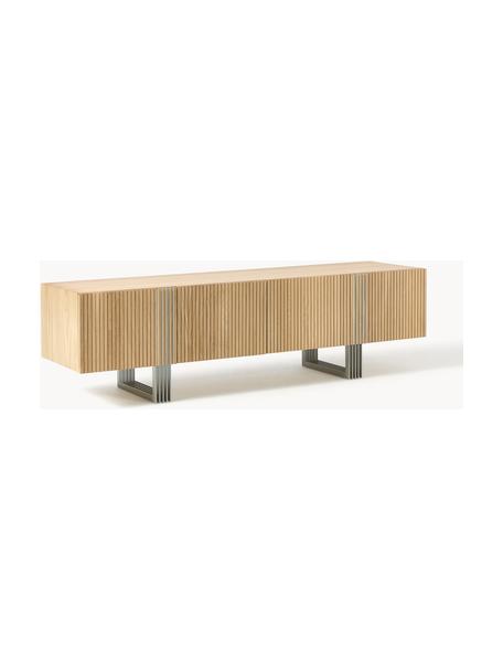 Houten tv-meubel Ross, Poten: metaal Dit product is gem, Eikenhout, licht gelakt, B 180 x H 50 cm