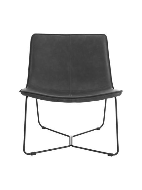 Kunstleren lounge fauteuil Barrel in zwart, Bekleding: 100 % kunstleer, Frame: gecoat metaal, Kunstleer zwart, B 68 cm x D 64 cm