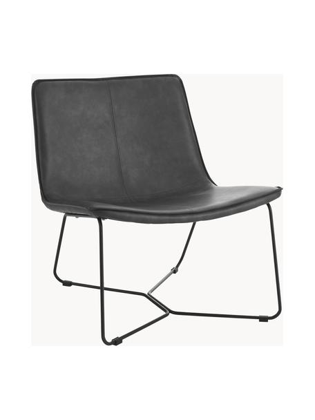 Křeslo z imitace kůže Barrel, Černá, Š 68 cm, H 64 cm