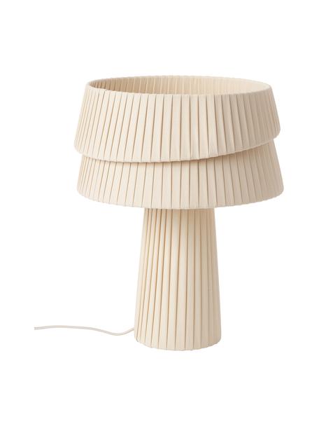 Lámpara de mesa con pantala asimetrica Nyla, Lámpara: metal con pintura en polv, Cable: cubierto en tela, Beige, Ø 35 x Al 44 cm