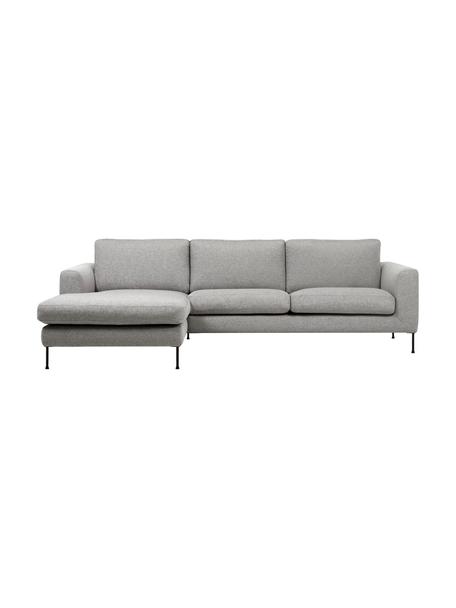 Sofa narożna z metalowymi nogami Cucita (3-osobowa), Tapicerka: tkanina (100% poliester) , Stelaż: lite drewno sosnowe z cer, Nogi: metal lakierowany Ten pro, Jasnoszara tkanina, S 262 x G 163 cm, lewostronna
