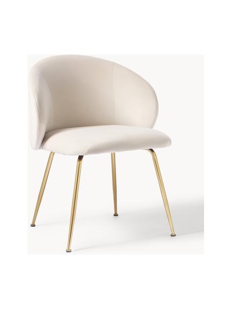 Chaises rembourrées en velours Luisa, 2 pièces, Velours blanc crème, pieds dorés, larg. 59 x prof. 58 cm