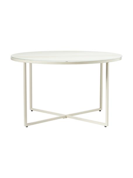 Table basse ronde verre aspect travertin Antigua, Travertin, beige, Ø 80 x haut. 45 cm