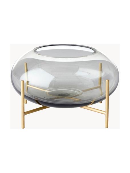Bougeoir en verre sur pieds Hurricane, Laiton, brossé
Verre, Laiton, gris, Ø 14 x haut. 9 cm