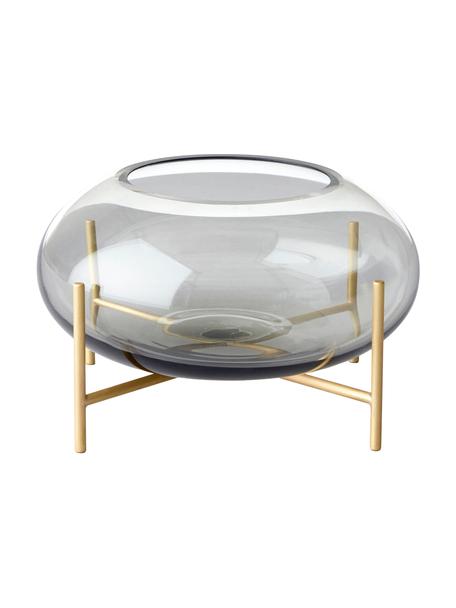 Bougeoir en verre sur pieds Hurricane, Laiton, brossé
Verre, Laiton, gris, Ø 14 x haut. 9 cm