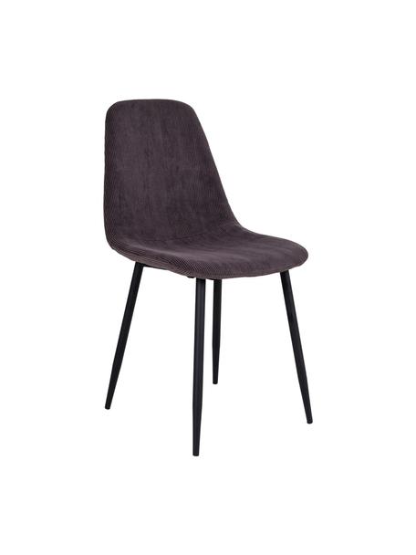 Krzesło tapicerowane ze sztruksu Stockholm, Sztruks, stal, Ciemny  szary, czarny, S 47 x G 50 cm