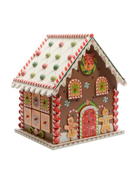 Adventskalender House zum Befüllen, Mitteldichte Holzfaserplatte, beschichtet, Bunt, B 23 x H 27 cm