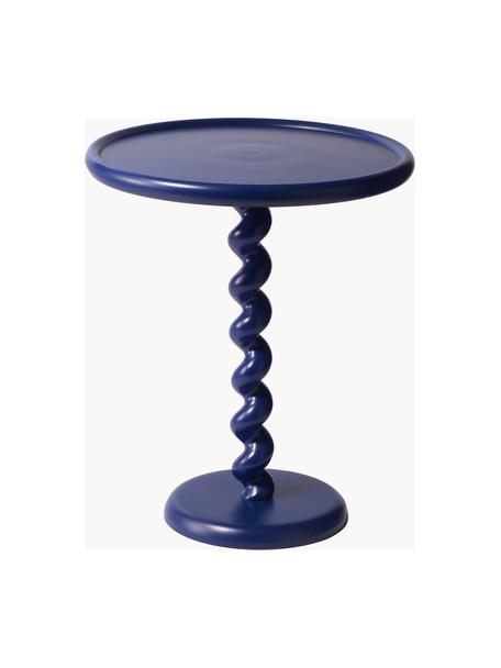 Mesa auxiliar redonda Twister, Aluminio con pintura en polvo, Azul oscuro, Ø 46 x Al 56 cm