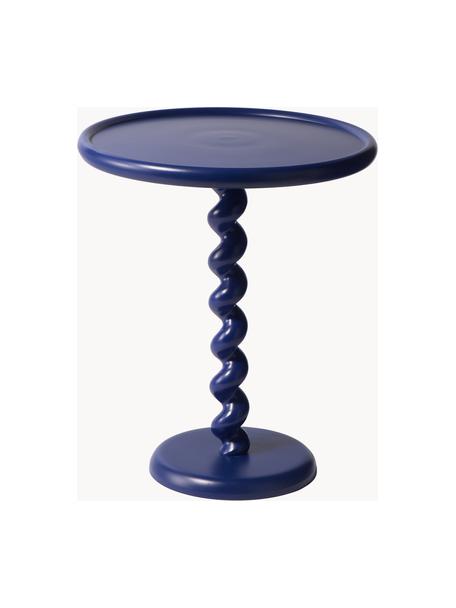 Ronde bijzettafel Twister, Gepoedercoat aluminium, Donkerblauw, Ø 46 x H 56 cm