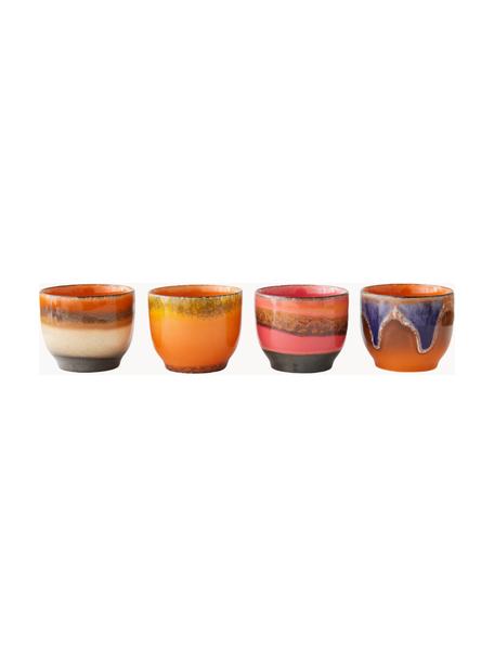 Set de tazas artesanales de cerámica 70's, 4 uds., Cerámica, Multicolor, Ø 8 x Al 7 cm, 230 ml