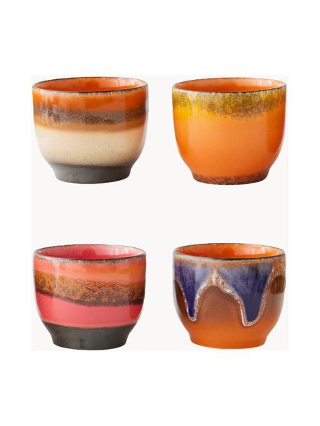 Set de tazas artesanales de cerámica 70's, 4 uds., Cerámica, Multicolor, Ø 8 x Al 7 cm, 230 ml