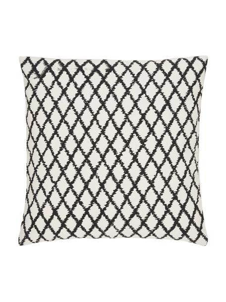 Federa arredo fantasia color bianco crema/nero Twila, 100% cotone, Bianco, nero, Larg. 45 x Lung. 45 cm