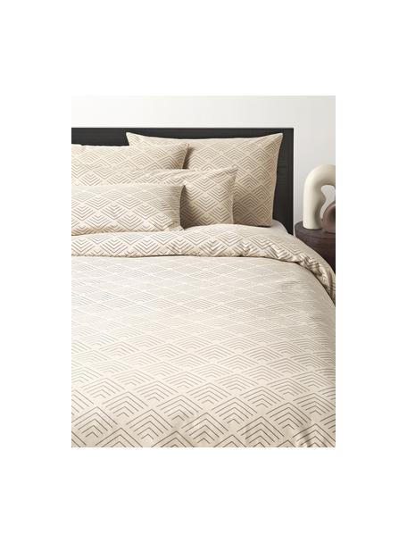 Housse de couette en coton à motif graphique Milano, Beige, larg. 155 x long. 220 cm