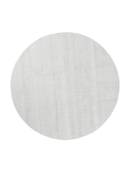 Rond viscose vloerkleed Jane, handgeweven, Onderzijde: 100% katoen Het in dit pr, Zilvergrijs, Ø 200 cm (maat L)
