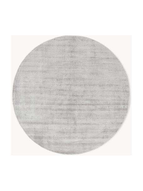 Ručně tkaný kulatý viskózový koberec Jane, Světle šedá, Ø 200 cm (velikost L)