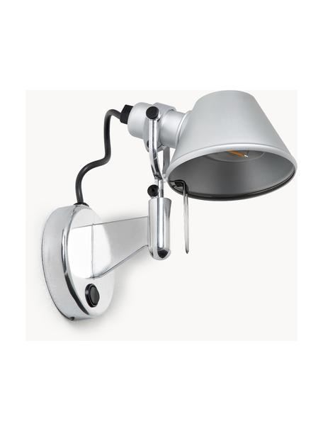 Spot mural Tolomeo Micro Faretto, réglable, Aluminium, enduit, Argenté, larg. 21 x haut. 20 cm