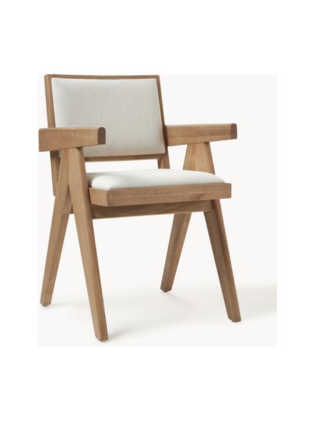 Chaise rembourrée en bois Sissi, Tissu blanc crème, chêne clair, larg. 58 x prof. 52 cm