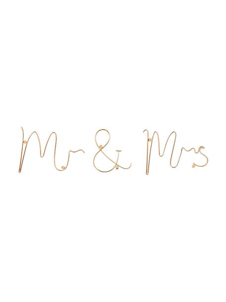 Nástěnná dekorace z hliníku Mr & Mrs, Hliník, Zlatá, Š 35 cm, V 12 cm